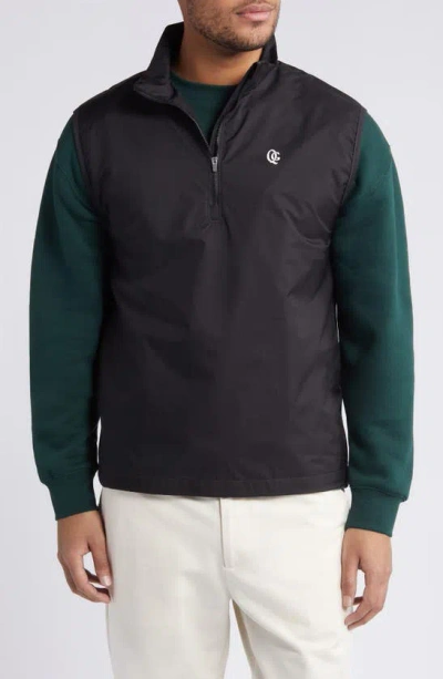 Quiet Golf Tech Shell Quarter Zip Vest In Black