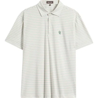 Quiet Golf Teo Pinstripe Piqué Golf Polo In Clay