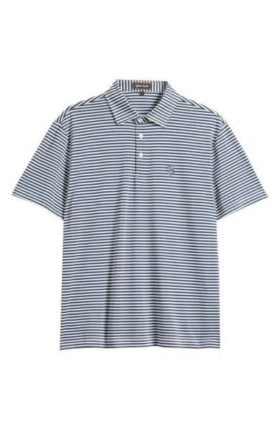 Quiet Golf Teo Stripe Polo In Blue