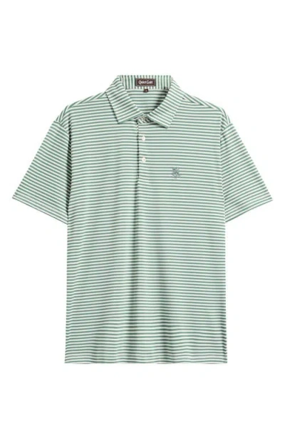 Quiet Golf Teo Stripe Polo In Olive