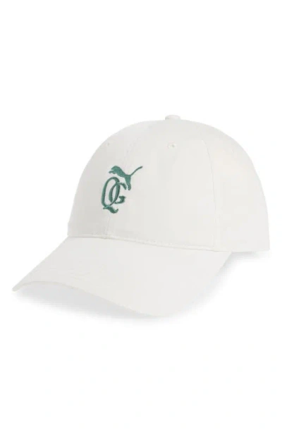 Quiet Golf X Puma Cotton Twill Dad Baseball Cap In Warm White-deep Forest