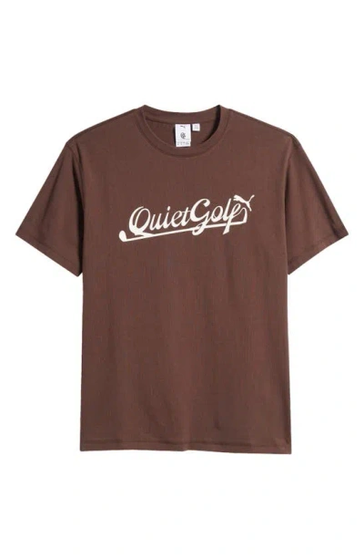 Quiet Golf X Puma Script Cotton Graphic T-shirt In Dark Chocolate