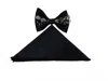 Quiet Luxury Men's Bow Tie And Pocket Piece In Black With Embroidered Pattern In Multi