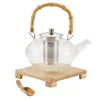 Quikfurn 1 Quart Glass Teapot Kettle With Stainless Steel Tea Infuser And Bamboo Handle