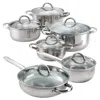 Quikfurn 12 Piece Cool Touch Stainless Steel Cookware Set