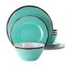 Quikfurn 12-piece Melamine Plates Bowls Dinnerware Set In Turquoise Blue - Service For 4 In Multi