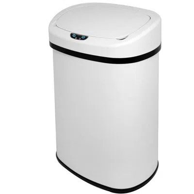 Quikfurn 13 Gl Stainless Steel Motion Sensor Trash Can White