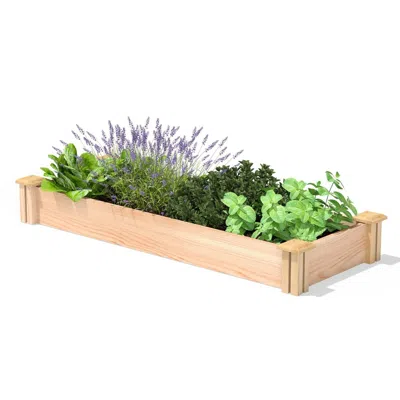 Quikfurn 16 In X 48 In Low Profile Cedar Raised Garden Bed - Made In Usa