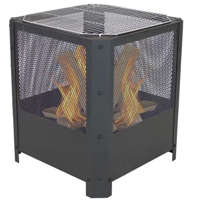 Quikfurn 16 Inch Small Grelha Square Outdoor Fire Pit With Grilling Grate In Animal Print