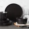 Quikfurn 16-piece Stoneware Dinnerware Set In Matte Black - Service For 4 In Multi