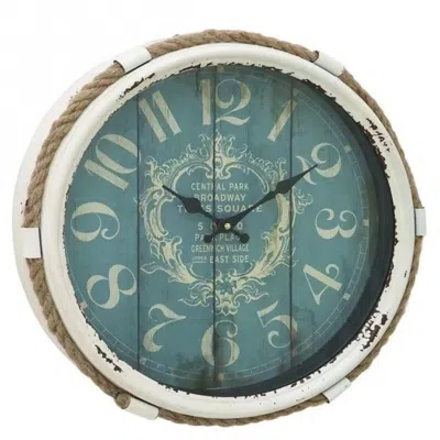 Quikfurn 17-inch Nautical Blue Vintage Style Wall Clock In Green