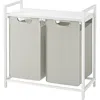Quikfurn 2-basket Laundry Hamper Sorter White Frame Removable Bags And Top Storage Shelf