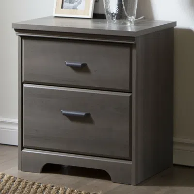 Quikfurn 2-drawer Bedroom Nightstand In Gray Maple Wood Finish
