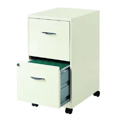 Quikfurn 2-drawer Pearl White Steel File Cabinet With Casters