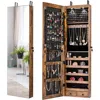 Quikfurn 2-in-1 Door/wall Mounted Jewelry Armoire Full Length Mirror In Brown Wood Finish