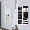 Quikfurn 2-in-1 Wall Or Door Mounted Jewelry Organizer Full Length Mirror In White