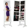 Quikfurn 2-in-1 White Freestanding Mirror / Jewelry Organizer Armoire Cabinet