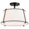 Quikfurn 2-light Round 15-inch White Drum Ceiling Light W/ Black Metal - Semi-flush Mount