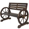 Quikfurn 2 Person Farmhouse Wagon Wheel Wooden Bench