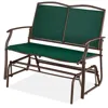 Quikfurn 2 Seat Mesh Patio Loveseat Swing Glider Rocker With Armrests In Hunter Green