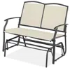 Quikfurn 2 Seat Mesh Patio Loveseat Swing Glider Rocker With Armrests In Off White