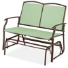 Quikfurn 2 Seat Mesh Patio Loveseat Swing Glider Rocker With Armrests In Sage