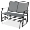Quikfurn 2 Seater Mesh Patio Loveseat Swing Glider Rocker With Armrests In Grey