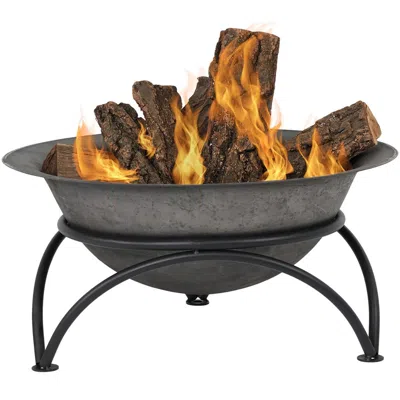 Quikfurn 23.5 Inch Wood-burning Small Cast Iron Fire Pit Bowl With Stand In Black