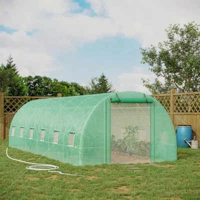 Quikfurn 26.2 Ft X 9.7 Ft Outdoor Walk-in Greenhouse With Green Pe Cover And Steel Frame
