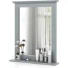 Quikfurn 27-in X 22.5-in Bathroom Wall Mirror With Shelf In Gray Wood Finish