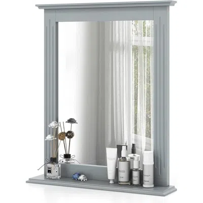 Quikfurn 27-in X 22.5-in Bathroom Wall Mirror With Shelf In Gray Wood Finish