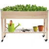 Quikfurn 2ft X 4ft Outdoor Solid Fir Wood Raised Garden Bed Planter Box On Locking Wheels