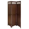 Quikfurn 3-panel Wooden Folding Room Divider Screen In Walnut Finish