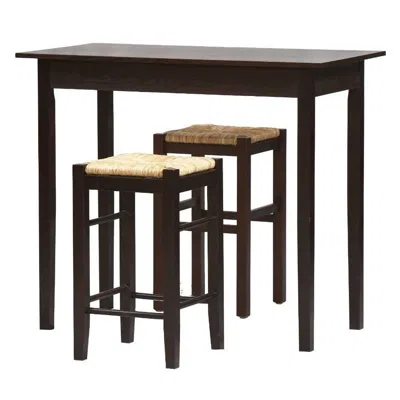 Quikfurn 3 Piece Espresso Dining Set With Table And 2 Backless Stools