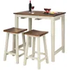 Quikfurn 3 Piece Farmhouse Counter Height Kitchen Pub Table Set With 2 Saddle Bar Stools