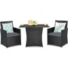 Quikfurn 3-piece Outdoor Patio Furniture Bistro Dining Set In Brown Grey Pe Rattan