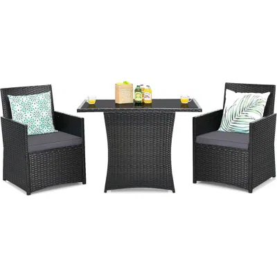 Quikfurn 3-piece Outdoor Patio Furniture Bistro Dining Set In Brown Grey Pe Rattan