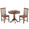 Quikfurn 3-piece Traditional Round Dining Table And 2 Chairs Set In Walnut Wood Finish