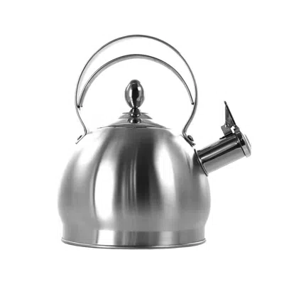 Quikfurn 3 Quart Stainless Steel Whistling Teapot Kettle With Flip Spout And Lid In Metallic