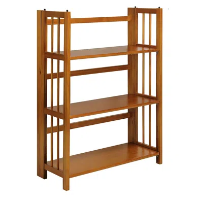 Quikfurn 3-shelf Folding Storage Shelves Bookcase In Honey Oak Finish