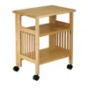 Quikfurn 3-shelf Folding Wood Printer Stand Cart In Natural With Lockable Casters