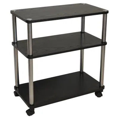 Quikfurn 3-shelf Mobile Home Office Caddy Printer Stand Cart In Black