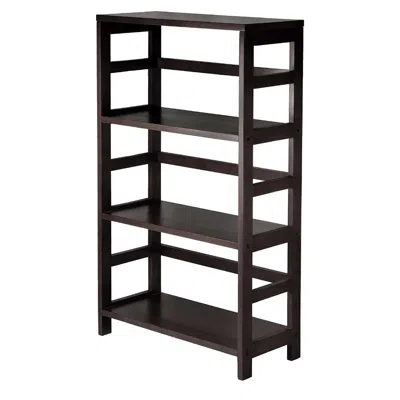 Quikfurn 3-shelf Wooden Shelving Unit Bookcase In Espresso Finish