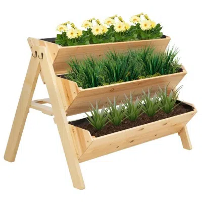 Quikfurn 3-tier A Frame Fir Wood 3 Elevated Planter Box Raised Garden Bed