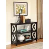 Quikfurn 3-tier Black Sofa Table Bookcase Living Room Shelves