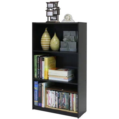 Quikfurn 3-tier Bookcase Storage Shelves In Espresso Finish