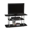 Quikfurn 3-tier Flat Screen Tv Stand In Black Wood Grain / Stainless Steel