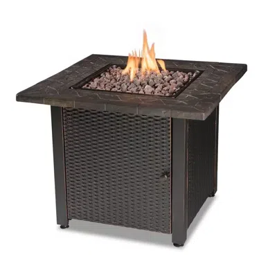 Quikfurn 30-inch Outdoor Bronze Lp Propane Gas Fire Pit With Lava Rocks And Cover