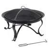 Quikfurn 30-inch Round Steel Outdoor Fire Pit With Mesh Cover And Poker In Bronze