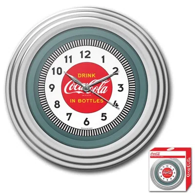 Quikfurn 30s Style Chrome Coca-cola Wall Clock In Blue